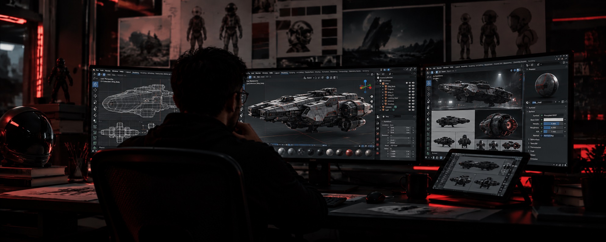 Crear — modelado 3D de una nave espacial en Blender